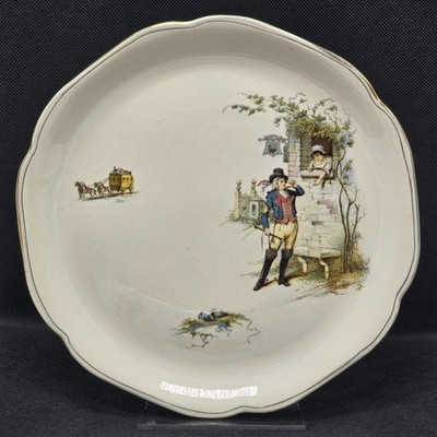 Antique HB & C Choisy-le-roi Faience Plate Rustic French Scene Man Drinking