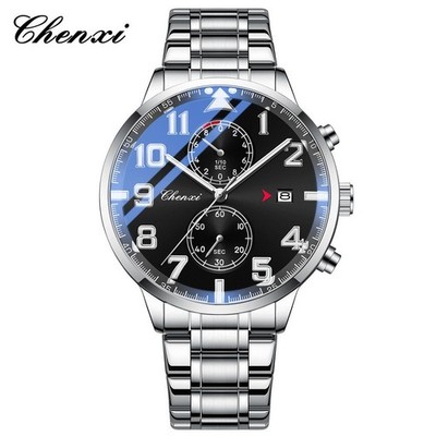CHENXI Men's Big Dial Calendar Multifunction Chronograph Luminous Quartz Watch