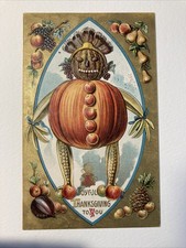Joyful Thanksgiving Halloween like Veggie Man Postcard series 5701