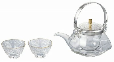 HARIO Octagonal Glass Sake Chiller Set Chirori IDSG-2004-ESV 360ml Cold Glass
