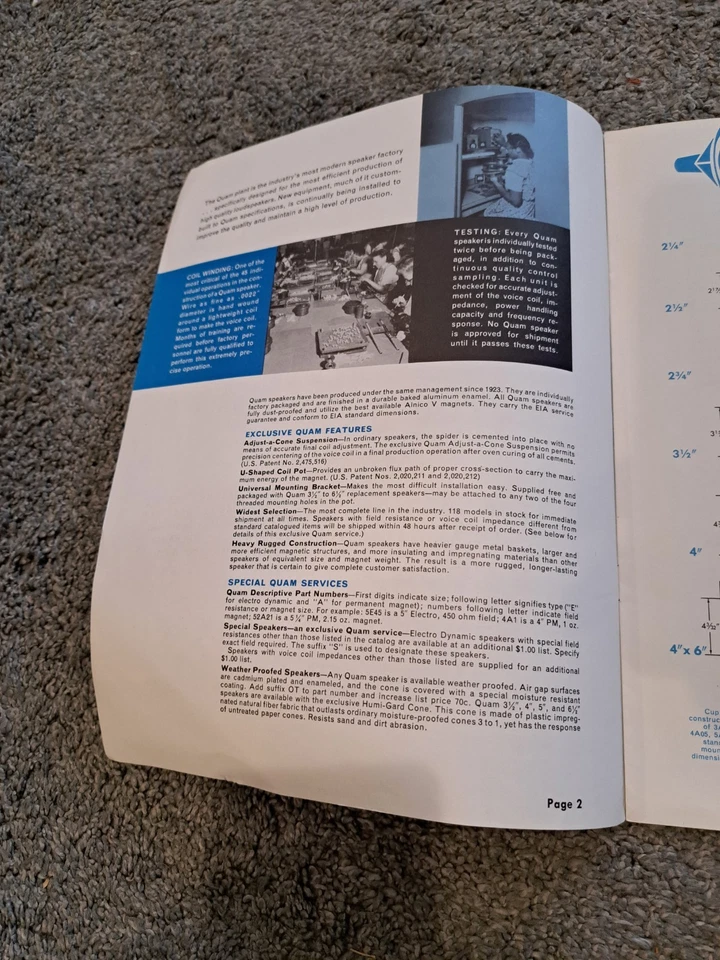 Vintage Quam Replacement Public Address High Fidelity Speakers Catalog 59 - Image 4 of 4