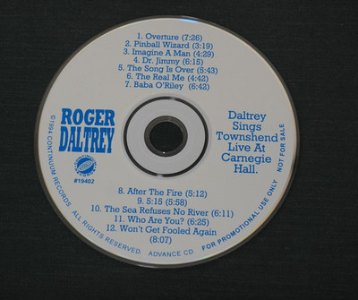 Daltrey Sings Townshend Live at Carnegie Hall - Roger Daltrey  Promo CD (1994)