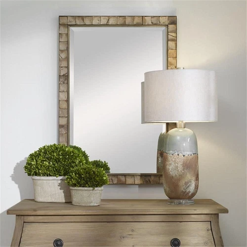 Uttermost Cocos Rectangular Coconut Shell and Iron Metal Mirror in Dark Gold - Picture 3 of 7
