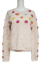 La Ligne Merino Wool Embroidered Floral Sweater Size Small