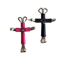 Disciple's Cross Horseshoe Nail Necklace Wire Wrapped Cross Lot of 2