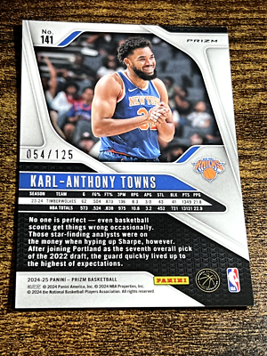 KARL-ANTHONY TOWNS 2024-25 Panini Prizm Blue Cracked Ice Refractor