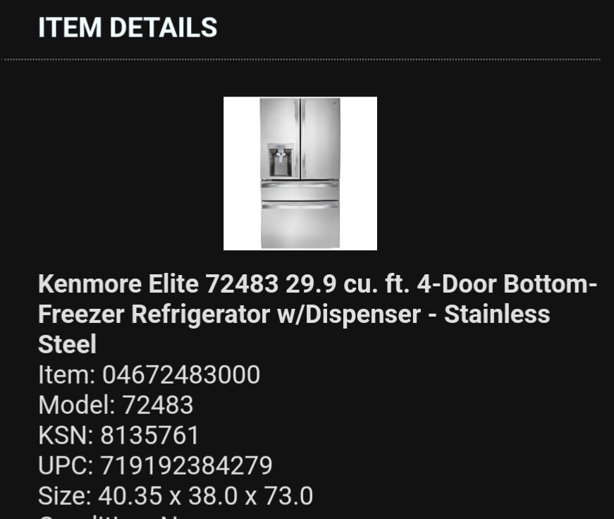 Kenmore Elite Refrigerator Parts eBay