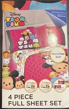 Disney Tsum Tsum Mickey Minnie Tigger 4 Piece Full Sheet Set Bedding