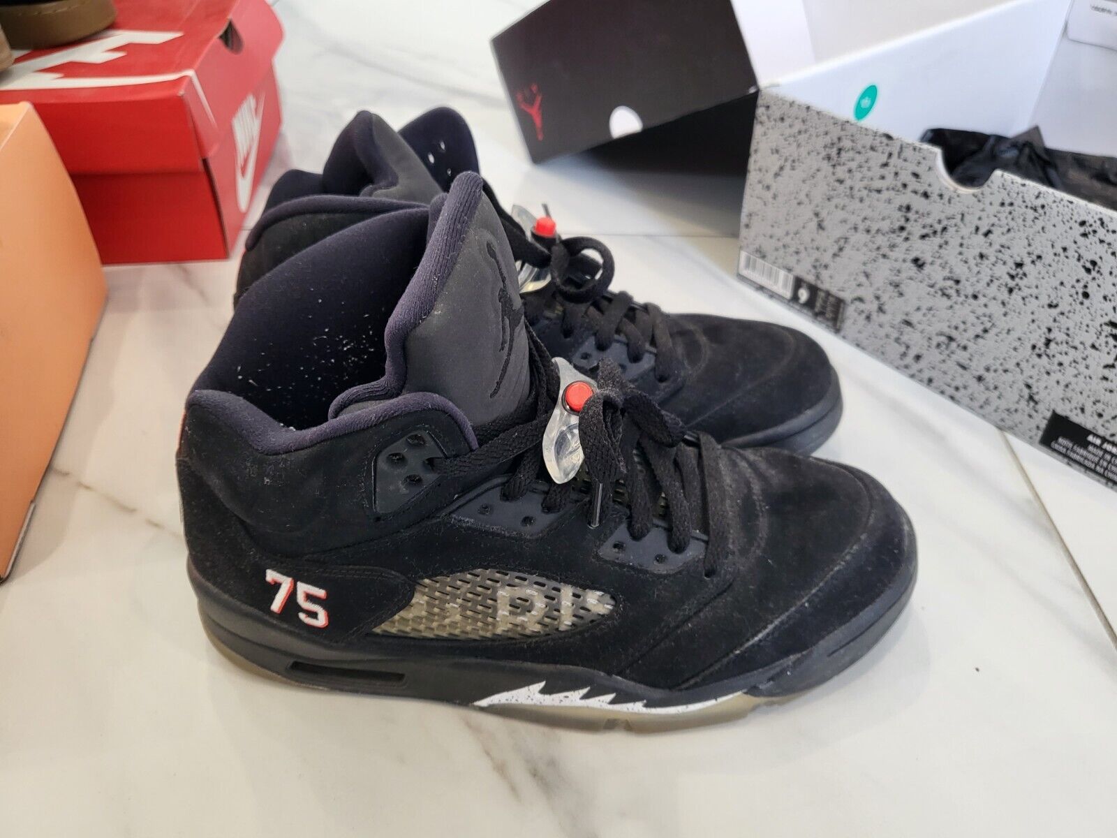 Keer terug Oproepen fascisme Nike Jordan 5 Retro Paris Saint-Germain Black Used Size 9 | eBay