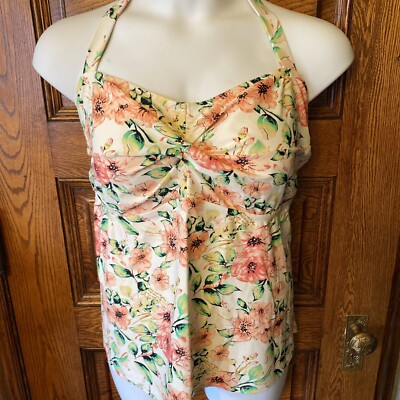 AVA VIV Cross Front w/ Built in Bra, Halter Strap Tie, Tankini Swim TOP,  24W