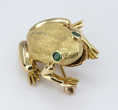 Spilla rana Tiffany & Co., smeraldo, oro giallo 18 carati - Foto 9 di 12