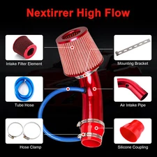 3 inch Aluminum Alloy Air Filter Induction Flow Hose Pipe with Air Filter (Red)