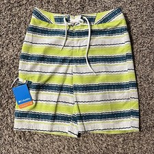 NWT Columbia Mens Green Pattern Unlined Swim Shorts Size 30