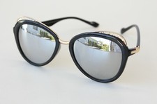 Vintage Cat Eye Sunglasses Black Gold Reflective Lens FAST SHIPPING