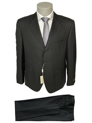 Herren Schneiderkleid CANALI, schwarz gestreift DROP 6 aus reiner Schurwolle, -60%. 