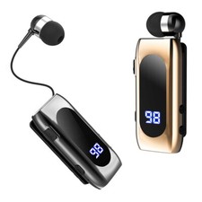 Wireless Retractable Bluetooth Headset Single Earpiece Headphone Earpiece