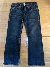 Y2K Men  s True Religion Bobby Super T Jeans 38 X 33 DK Wash Heavy Stich