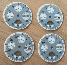 4pc Watch dial for ETA Valjoux 7758 swiss made 1970s - moonphase - NOS - 