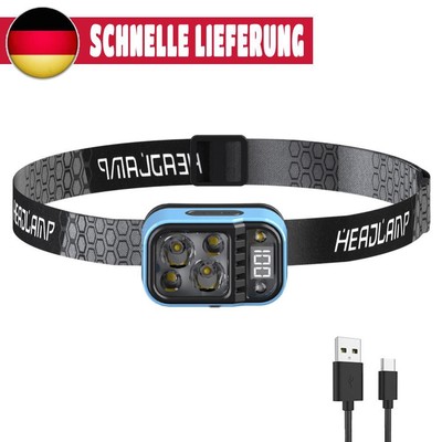 LED Headband Light Motion Sensor Digital Power Display for Hiking & Camping Gear