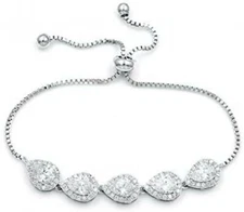 Wedding Bridal Gifts Crystal Adjustable Teardrop Charm Tennis Bracelet For Women
