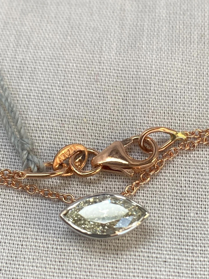 Collar Bisel Diamante.Marquesa Natural-55 Puntos.Cadena Oro Rosa 14kt 18" Foto 4 de 4