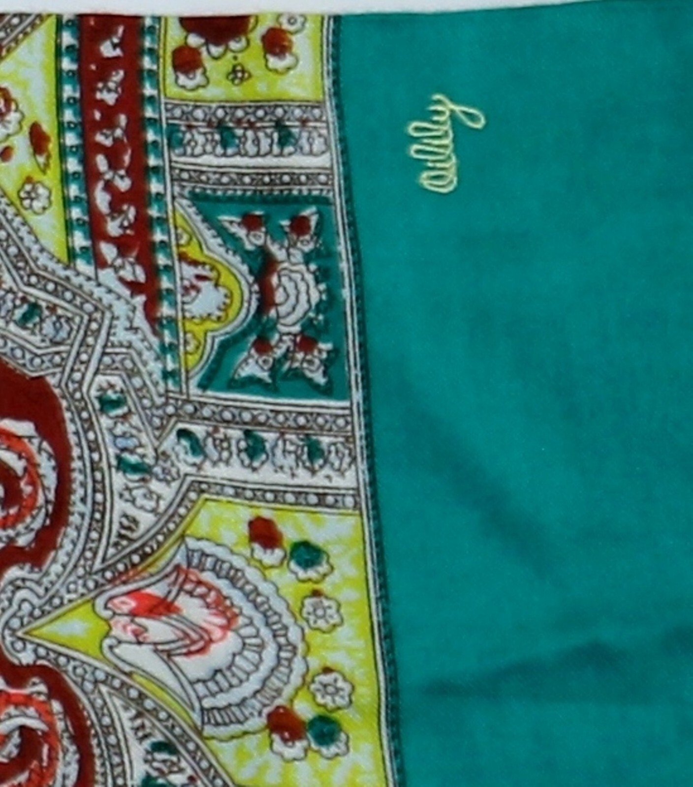 OILILY Green/Multi Rectangular Acrylic Scarf w Lo… - image 3