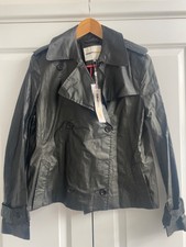 Clements Rebeiro Brown Wax Style Mac Jacket Size 12-14 New