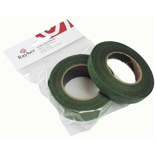 RAYHER HOBBY Flora-Kreppband, 13 mm, Rolle 27,5 m, oliv, 1 Rolle
