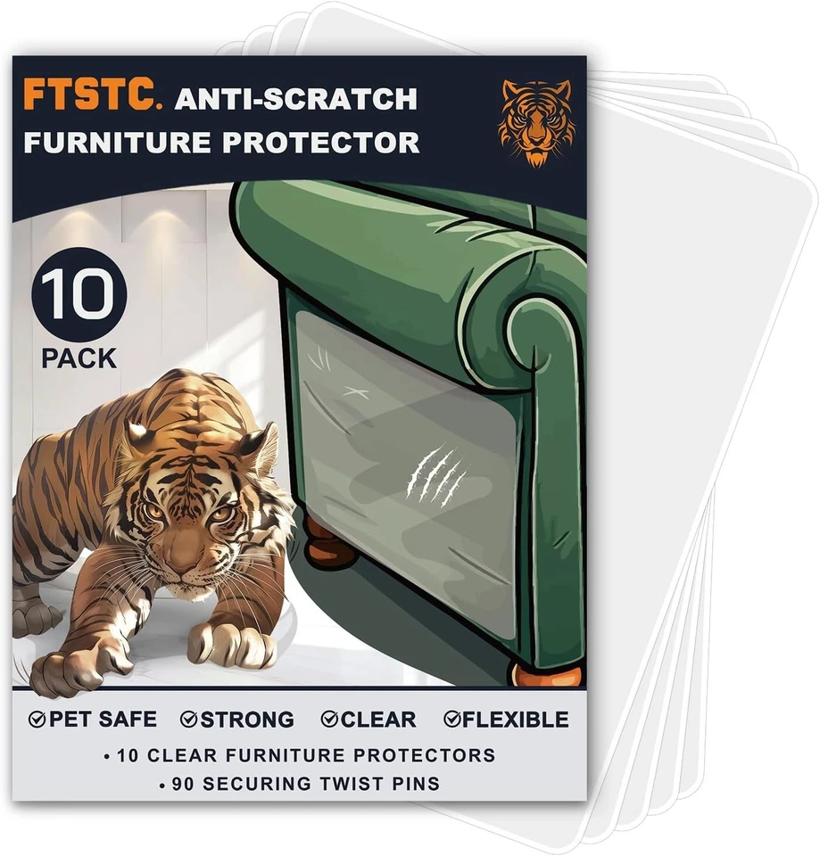 10 piezas Disuasivo de Arañazos Transparente para Gatos - Protectores Autoadhesivos para Muebles 17x13 pulgadas Foto 3 de 4