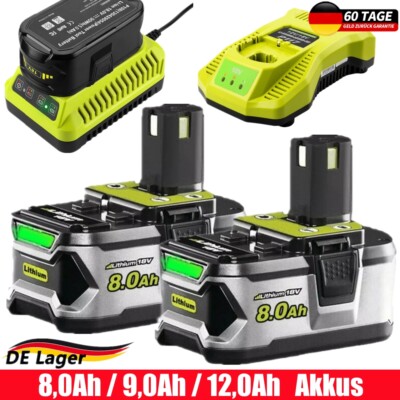8,0AH Für Ryobi Akku 18V Lithium One Plus RB18L50 P108 RB18L40 9,0AH 12,0AH DE