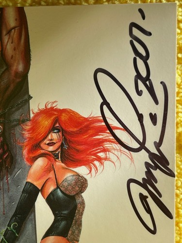 Dawn Another Card #50 Cry for Dawn Linser on card Auto Rare Angry Christ Comics - Picture 2 of 5