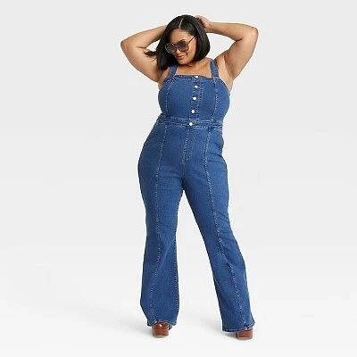 Flare leg denim overalls cheap