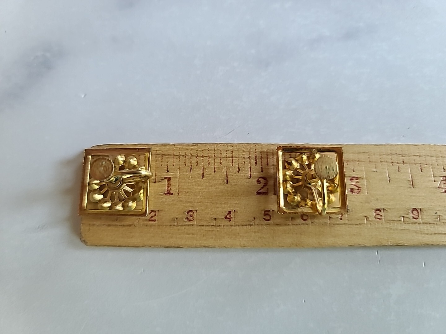 Square Shaped Clear Rhinestone Screwback Earrings… - image 8