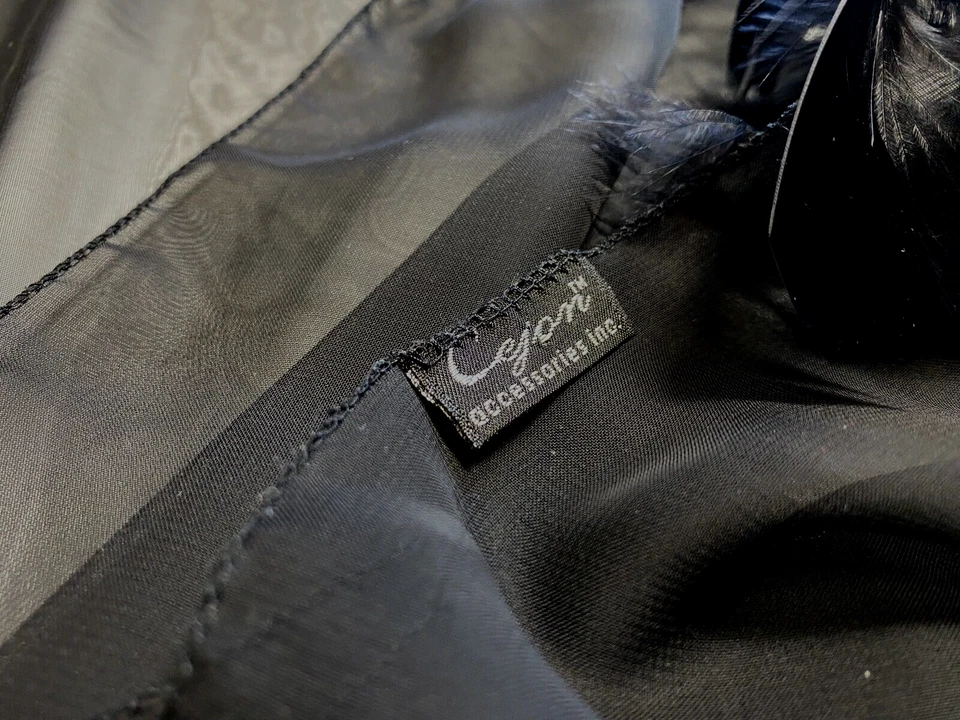 Sexy accesorio negro transparente envolvente bufanda pluma vintage transparente ver a través de Cejón para mujer Foto 2 de 4