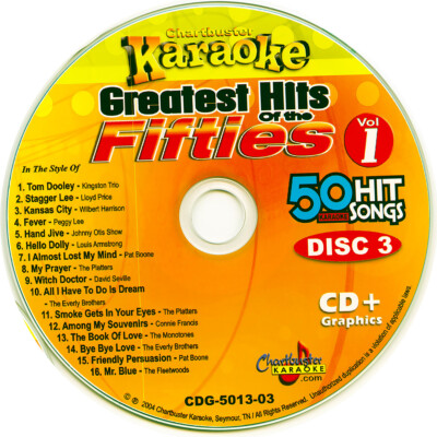 THE FIFTIES HITS KARAOKE CHARBUSTER CD+G 5013 Disc-3 Pat Boone+NEW IN SLEEVES