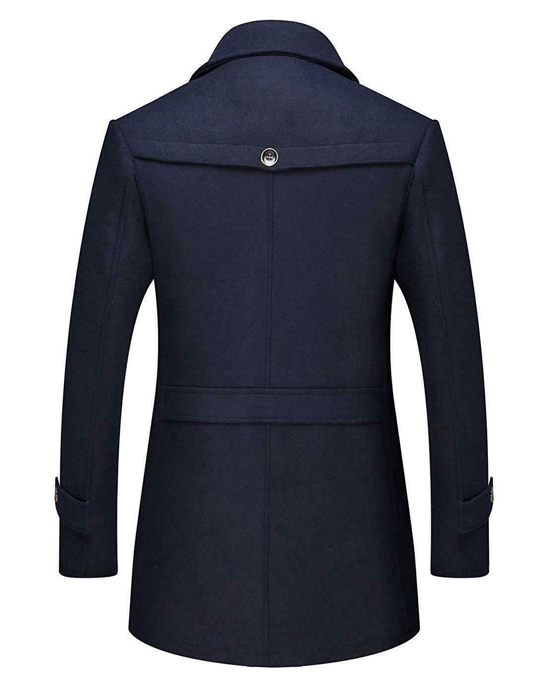 Men's Stylish Scarf Single Breasted Wool Walker Coat Thick Winter Jacket 6 Color