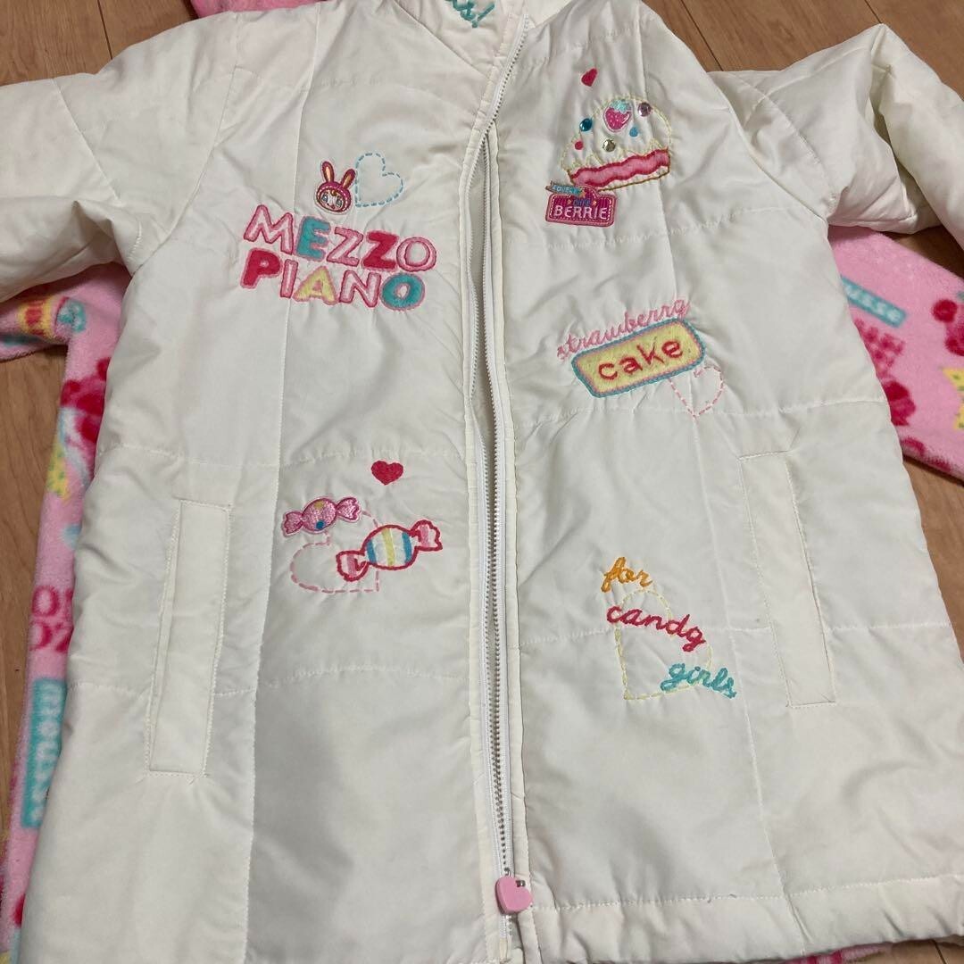 Mezzo Piano m525 White Fleece Jacket Kids M 150cm Embroidered Cake