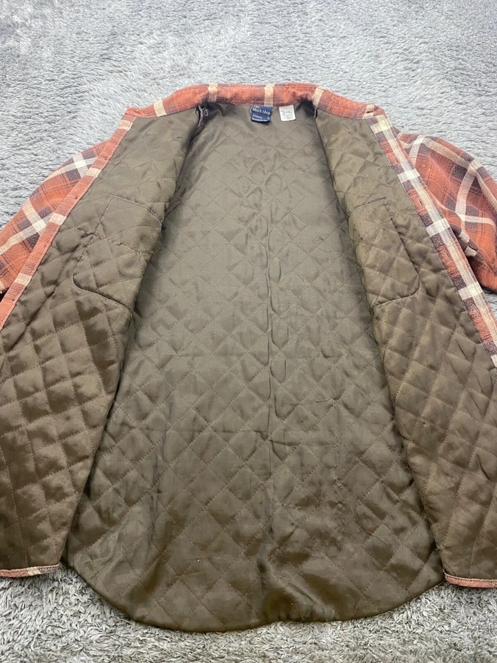 Chaqueta De Colección JC Penney Hombres Grande Naranja Oxidado Cuadros Franela Occidental Cazadora Años 70 Foto 3 de 4