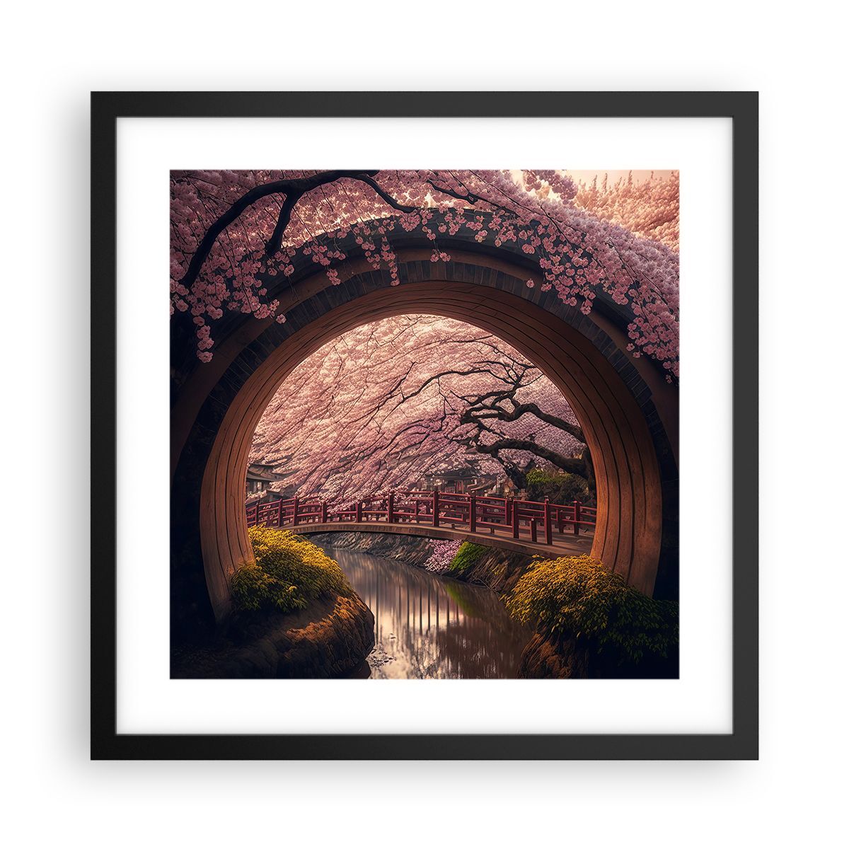 Poster 40x40cm Ponte Giappone Ciliegia Giapponese Stampe Immagini Quadri Moderni