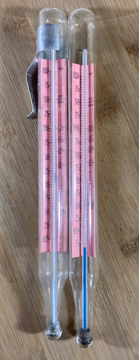 2 Vintage Glass Candy Deep Fry Thermometers Springfield Ohio