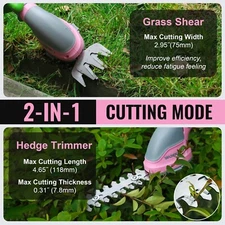 WORKPRO Cordless Grass Shear & Shrubbery Trimmer 2 in 1 Handheld Hedge Trimmer