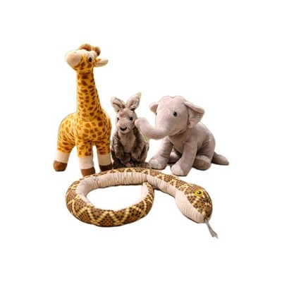 Zootier Plüsch Konvolut Giraffe Elefant Schlange Känguru Stofftiere Restposten x 4