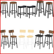 Industrial Bar Stools Set of 2 Vintage Retro Style High Breakfast Seat Chairs