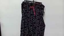 HUE Floral Script Lounge Pants Women's Plus Size 1X Black