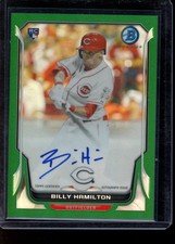 2014 Bowman #BCAR-BH Billy Hamilton Chrome Rookie Auto Green Refractors #/20