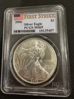 2006 American Silver Eagle PCGS MS69 First Strike 1 Oz .999 Silver Flag Label