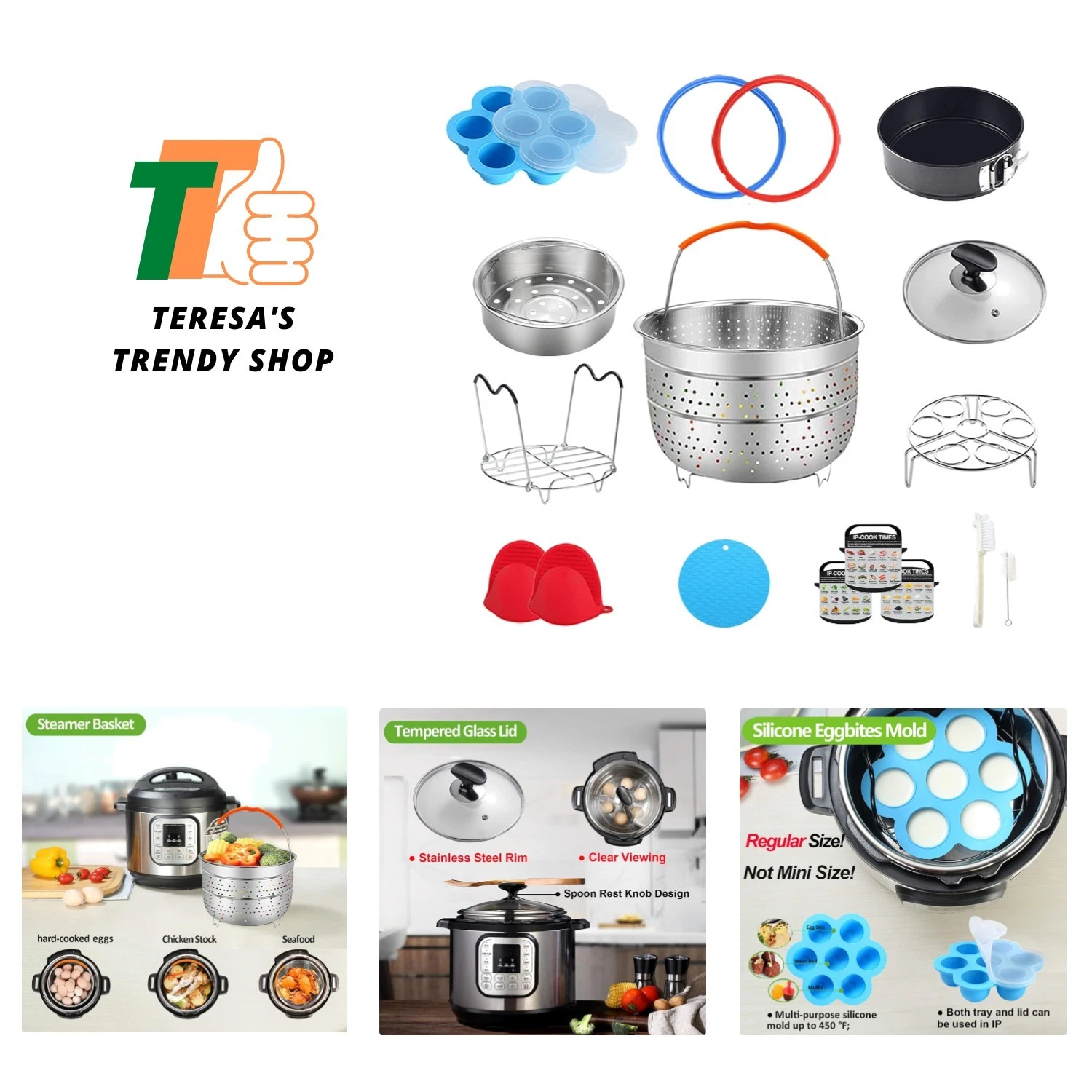 Pressure Cooker Accessories Compatible with Instant Pot 6 Qt - Steamer Basket...