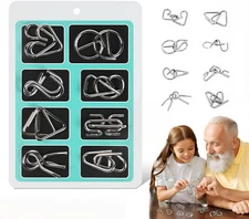 Metal Brain Teaser Puzzles Ring Educational Toys, Steel IQ Games Physics Mind Me