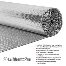 5M x 60cm Radiator Reflective Foil Energy Saving Insulation For All Heater Rooms