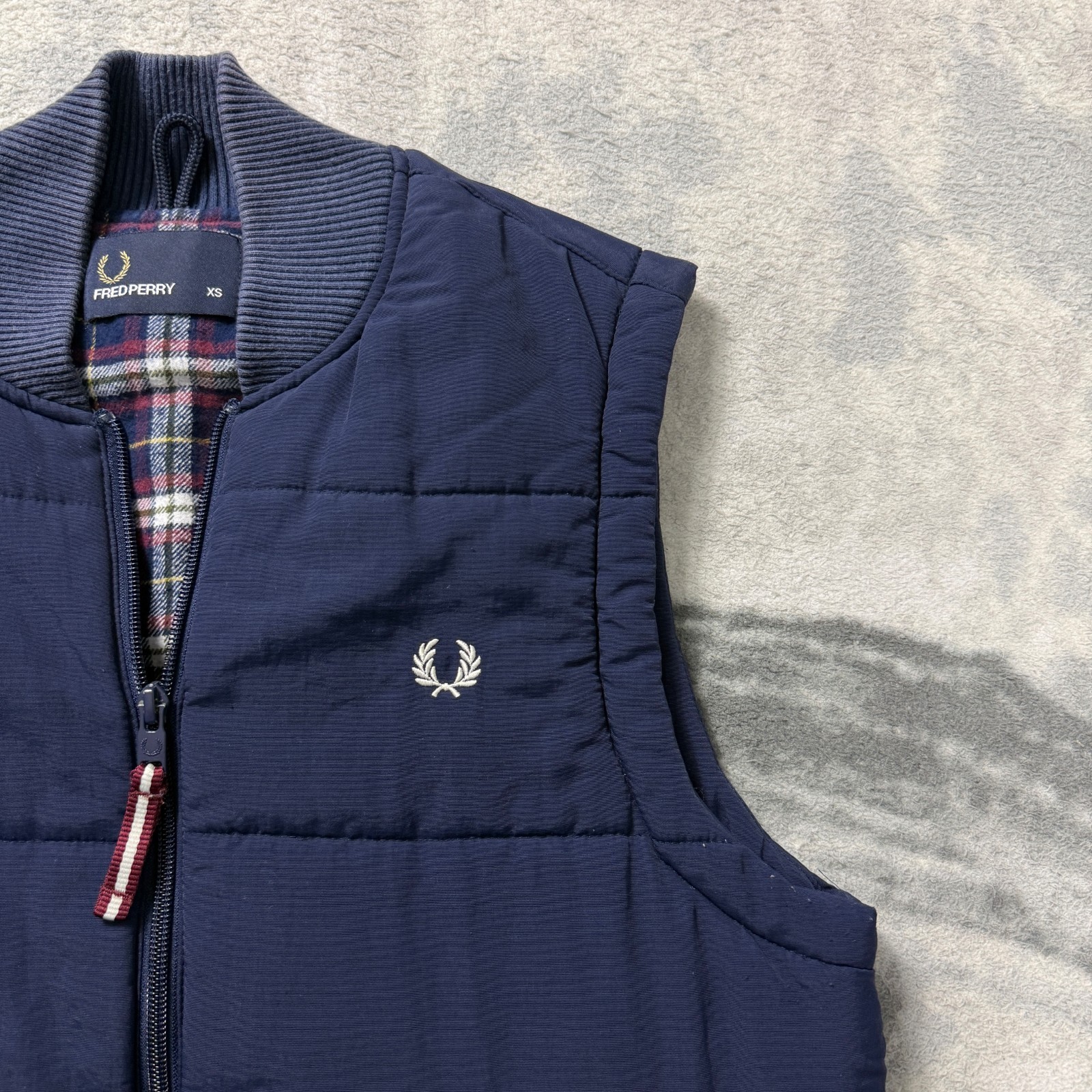 Vintage Fred Perry 2000's Y2K Lined Navy Blue Size XS Vest Bodywarmer Gilet image 3